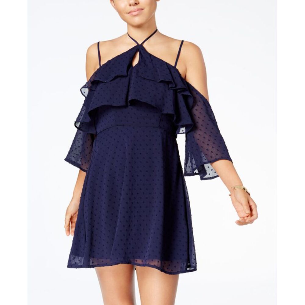 Trixxi Juniors Ruffled Cold Shoulder Dress